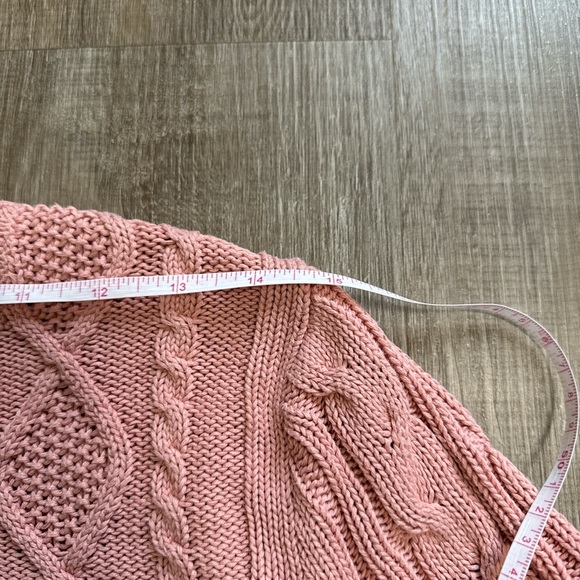 Jeanne Pierre 100% Cotton Crewneck Pink Cable Knit Sweater Long Sleeve Size M - Picture 7 of 10